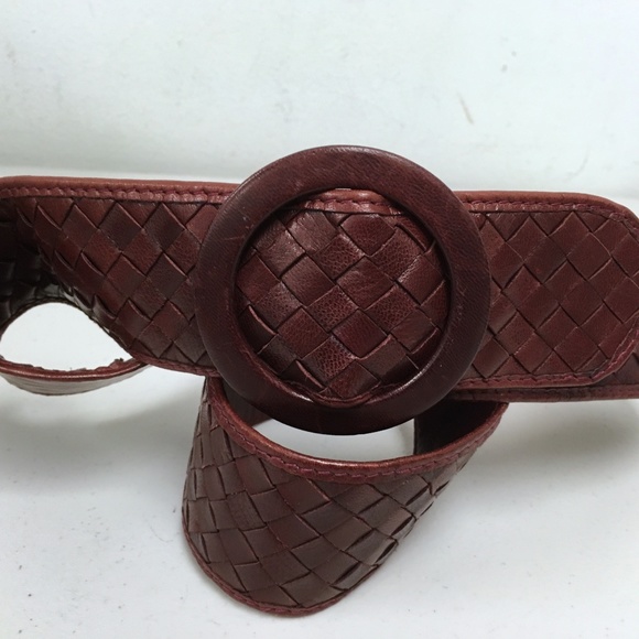 Parri Italy intrecciato braided woven leather red belt M New